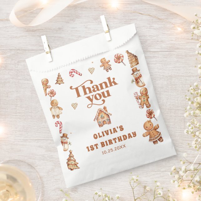 Winter Gingerbread Christmas Cookie Birthday Favour Bag (Clipped)