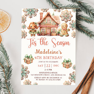 Winter Gingerbread Christmas Cookie Birthday Party Invitation