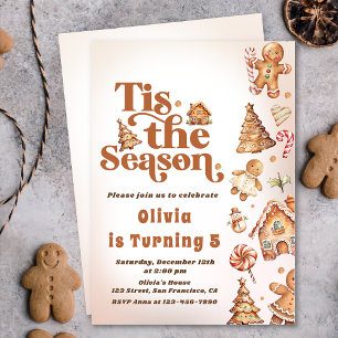 Winter Gingerbread Christmas Cookie Birthday Party Invitation