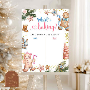 Winter Gingerbread Gender Reveal Voting Board Sign