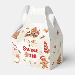 Winter Gingerbread House Christmas 1st Birthday Favour Box