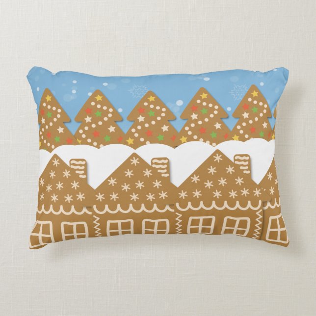 Winter Gingerbread Street Decorative  Cushion (Front)