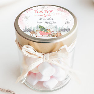 Winter Girl Baby It's Cold Outside Shower Favour Classic Round Sticker