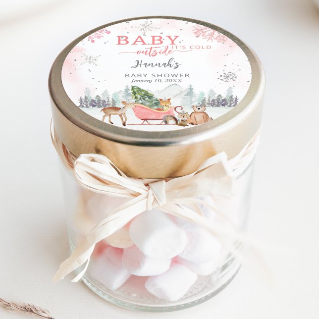 Winter Girl Baby It's Cold Outside Shower Favour Classic Round Sticker (Creator Uploaded)