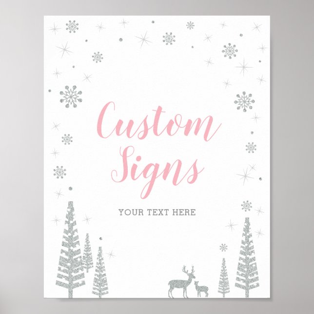 Winter Girl Baby Shower, Bday Custom Party Sign (Front)