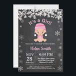 Winter Girl Baby Shower Snowflake Invitation<br><div class="desc">Winter Girl Baby Shower Snowflake Invitation. White Snowflake. Girl Baby Shower Invitation. Winter Holiday Baby Shower Invite. Chalkboard Background. Black and white. For further customisation,  please click the "Customise it" button and use our design tool to modify this template.</div>