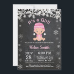 Winter Girl Baby Shower Snowflake Invitation<br><div class="desc">Winter Girl Baby Shower Snowflake Invitation. White Snowflake. Girl Baby Shower Invitation. Winter Holiday Baby Shower Invite. Chalkboard Background. Black and white. For further customisation,  please click the "Customise it" button and use our design tool to modify this template.</div>