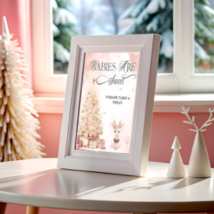 Winter Girl Deer Babies are Sweet Take a Treat Poster