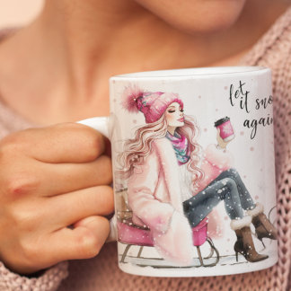 Winter Glam Pink Sled Ride Mug