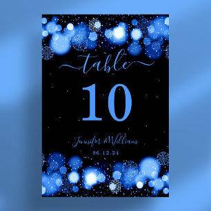 Winter Glam Xmas Holiday Wedding Blue  Table Number