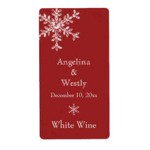 Winter Glamour Wedding Wine Label (red)