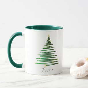 Winter Glitter Green Tree Personalised Christmas Mug