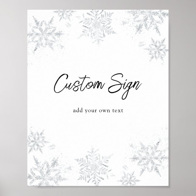 Winter Glittery Snowflake Custom Text Sign (Front)