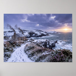 Winter Glow on the Cornish Coast Poster