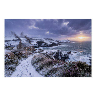 Winter Glow on the Cornish Coast Poster