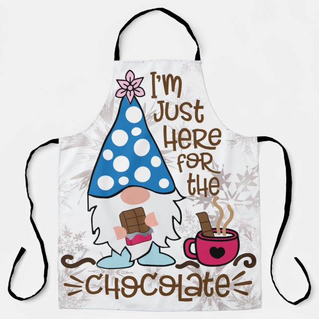 Winter Gnome I'm Just Here For The Chocolate Apron (Front)