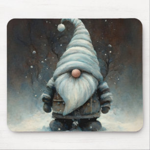 Winter Gnome in a Snowy Forest Mouse Pad