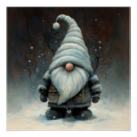Winter Gnome in a Snowy Forest