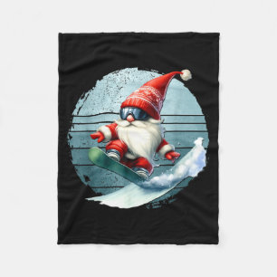 Winter gnome santa with skiing googles retro fleece blanket