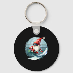 Winter gnome santa with skiing googles retro key ring