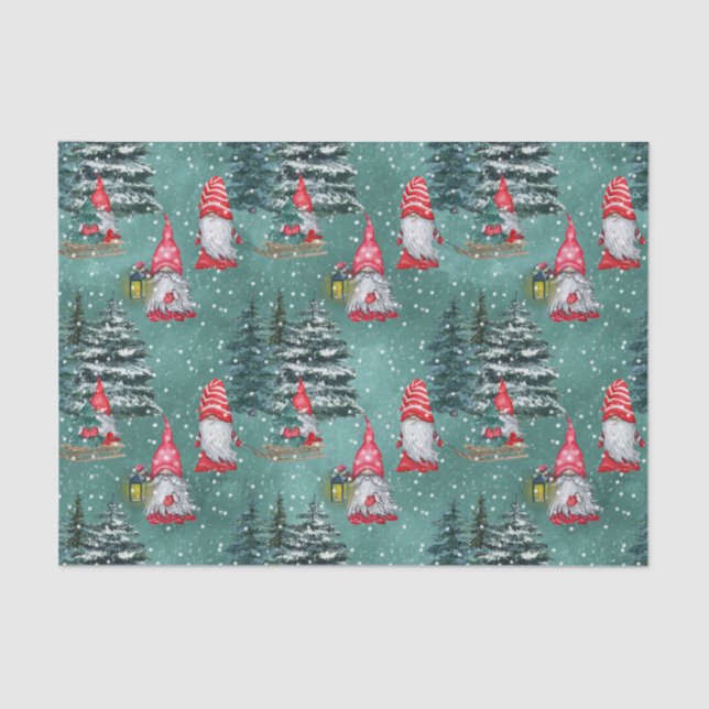 Winter Gnomes At Christmas Tissue Paper (Front)