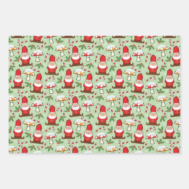 Winter Gnomes Wrapping Paper Sheet (Front)