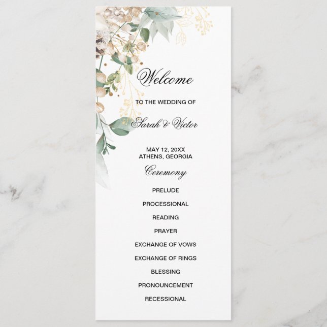 Winter Gold floral double side program card  (Front)