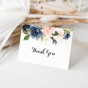 Winter Gold Floral Folded Wedding Thank You Card