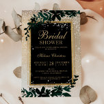 Winter gold typography leaf snow bridal shower invitation<br><div class="desc">a modern,  chic and elegant gold typography Floral green watercolor Christmas winter bridal shower party invitation with hand painted green watercolor leaf foliage on a chic yellow gold gradient with white snow and snowflakes. Perfect for Christmas</div>