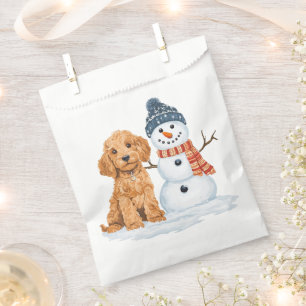 Winter Goldendoodle Dog Cute Snowman Favour Bag