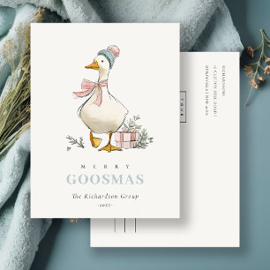 Winter Goose Christmas Business Corporate Logo Postcard
