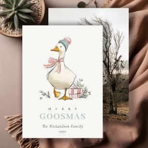 Winter Goose Christmas Funny Merry Goosmas Photo Holiday Card