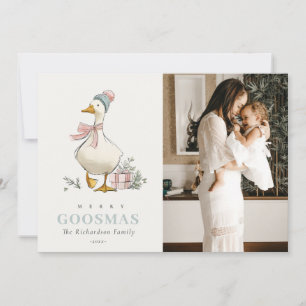 Winter Goose Christmas Funny Merry Goosmas Photo Holiday Card