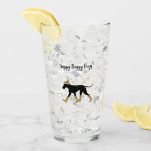 Winter Great Dane and Text Glass