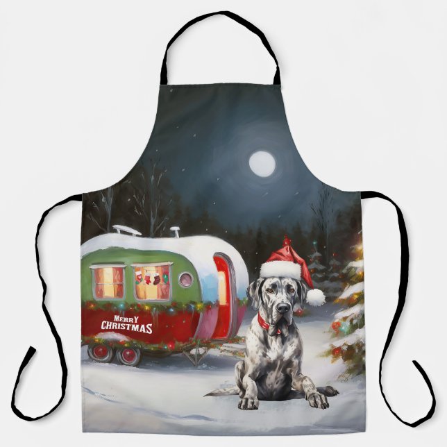 Winter Great Dane Caravan Christmas Adventure Apron (Front)