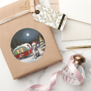 Winter Great Dane Caravan Christmas Adventure Classic Round Sticker