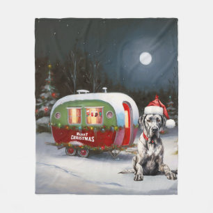 Winter Great Dane Caravan Christmas Adventure Fleece Blanket