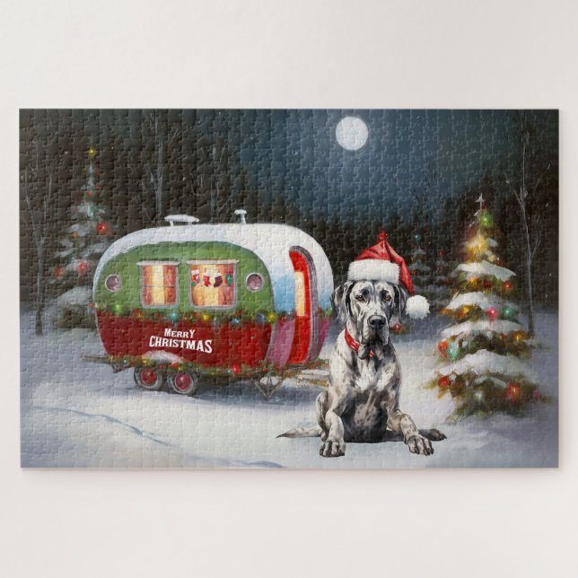 Winter Great Dane Caravan Christmas Adventure Jigsaw Puzzle (Horizontal)