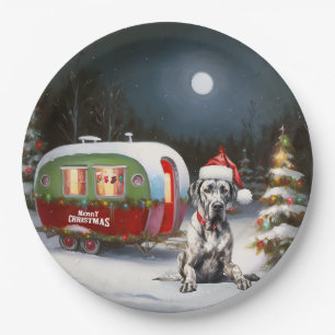 Winter Great Dane Caravan Christmas Adventure Paper Plate