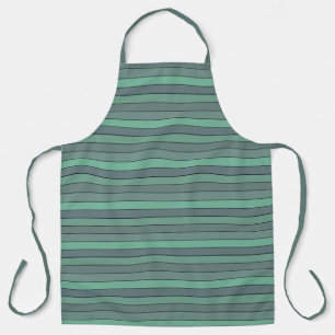 Winter Green And Grey Stripes On Watercolor Paper Apron