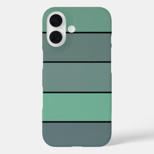 Winter Green And Grey Stripes On Watercolor Paper  iPhone 16 Case