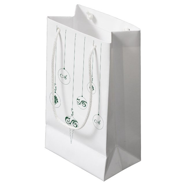 Winter Green Bauble Hanging Ornaments Gift Bag (Front Angled)