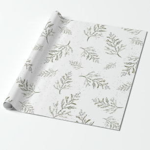 Winter Green Foliage Pattern Wrapping Paper