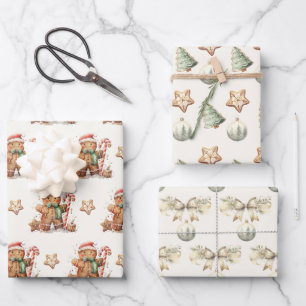 Winter Green Gingerbread Christmas Wrapping Paper Sheet