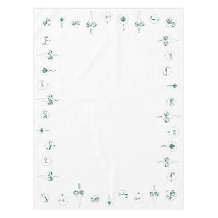 Winter Green Monogram Bauble Ornaments Christmas Tablecloth