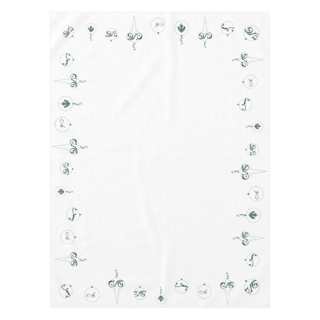 Winter Green Monogram Bauble Ornaments Christmas  Tablecloth (Front)