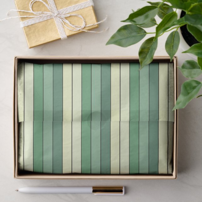 Winter Green Yellow Stripes On Watercolor Paper  (Gift)
