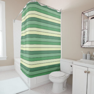 Winter Green Yellow Stripes On Watercolor Paper Shower Curtain