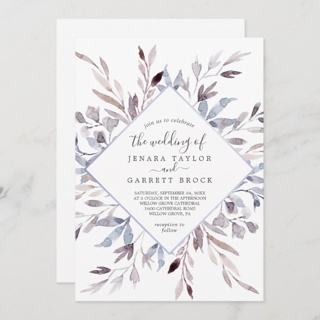Winter Greenery All In One Wedding Invitation (Front/Back)
