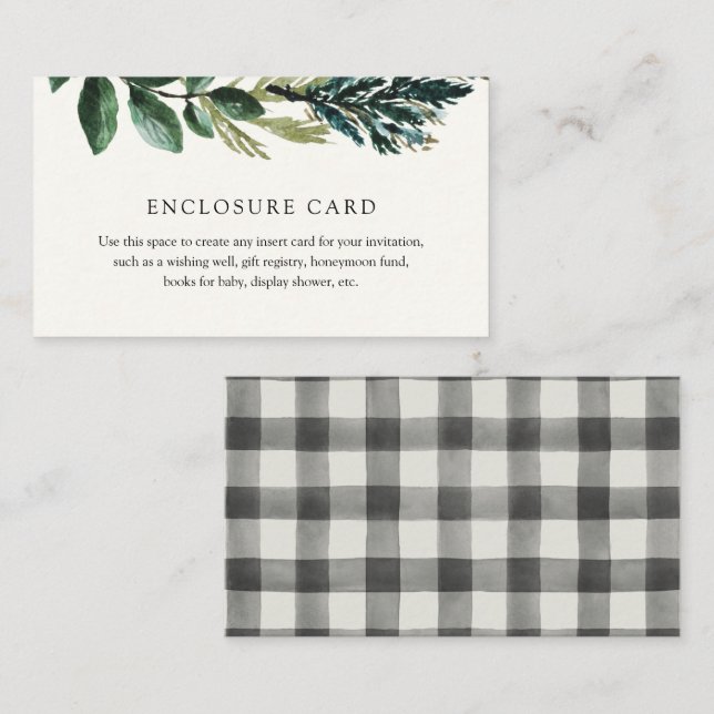 Winter Greenery and Black Plaid Enclosure Card (Front/Back)
